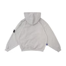 W.Essentiels Label Bleu Affinity Hirondelle Oversize Raw Embroidered Zip Hoodie Pewter Grey