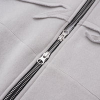 W.Essentiels Label Bleu Affinity Hirondelle Oversize Raw Embroidered Zip Hoodie Pewter Grey
