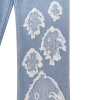 W.Essentiels Label Bleu Cascade Hirondelle Washed Embroidered Baggy Denim Bleach Wash