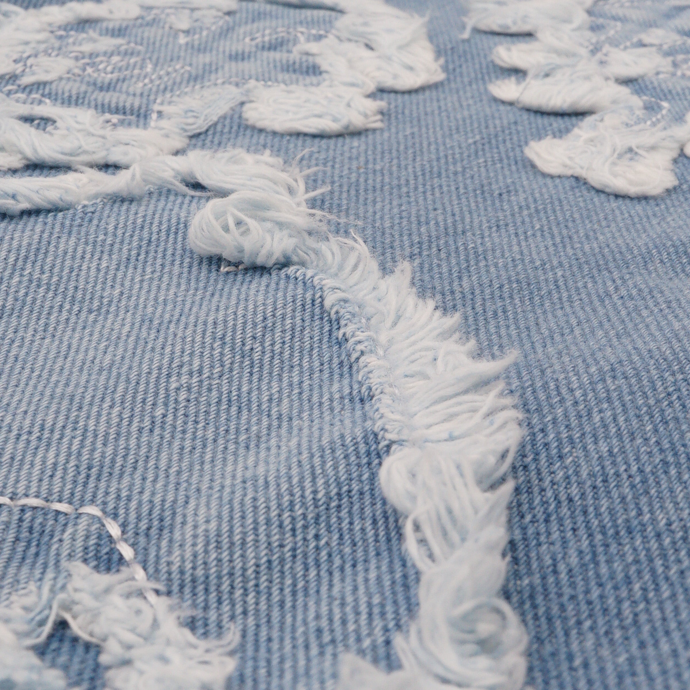 W.Essentiels Label Bleu Cascade Hirondelle Washed Embroidered Baggy Denim Bleach Wash