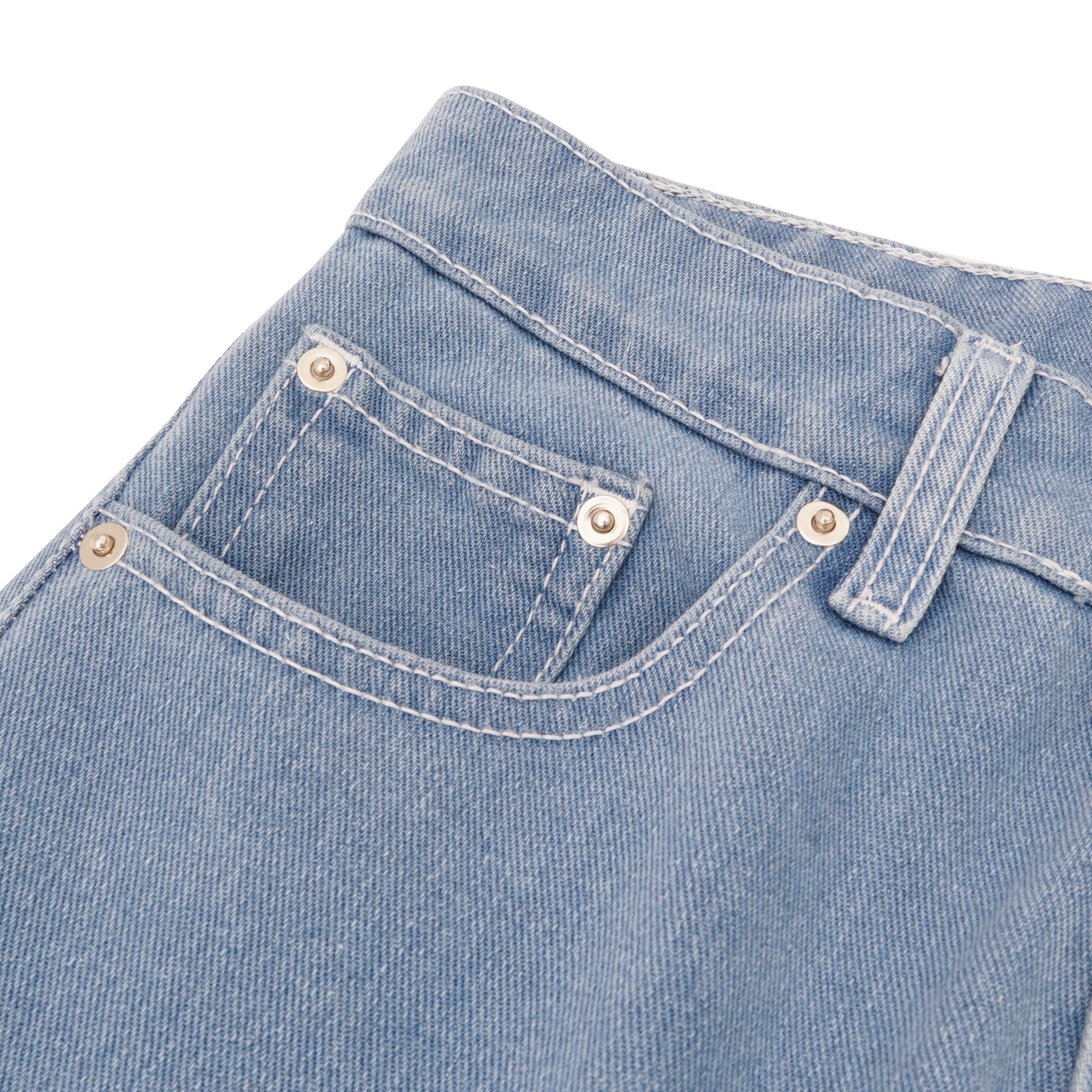 W.Essentiels Label Bleu Cascade Hirondelle Washed Embroidered Baggy Denim Bleach Wash