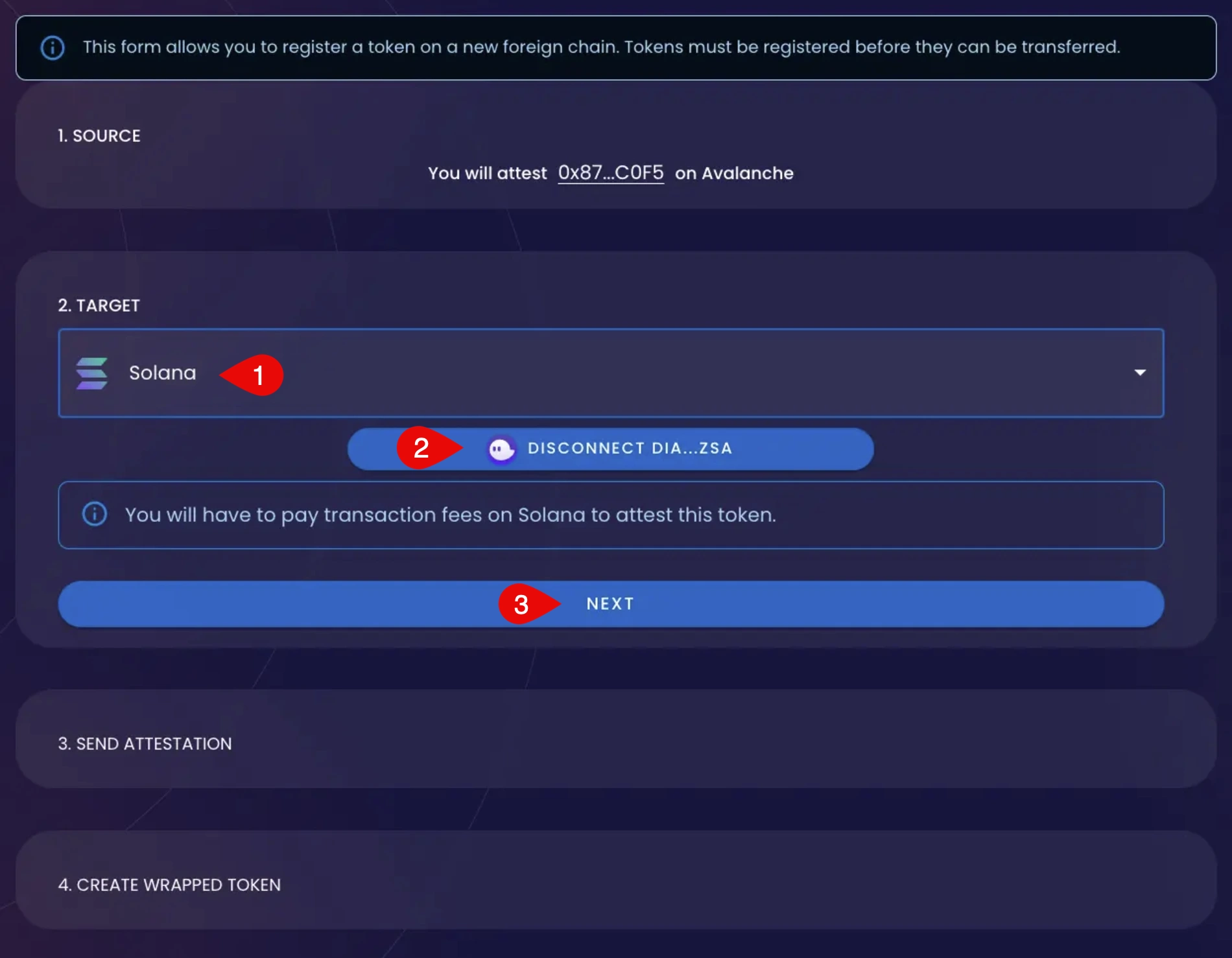 Target Chain Registration Screen